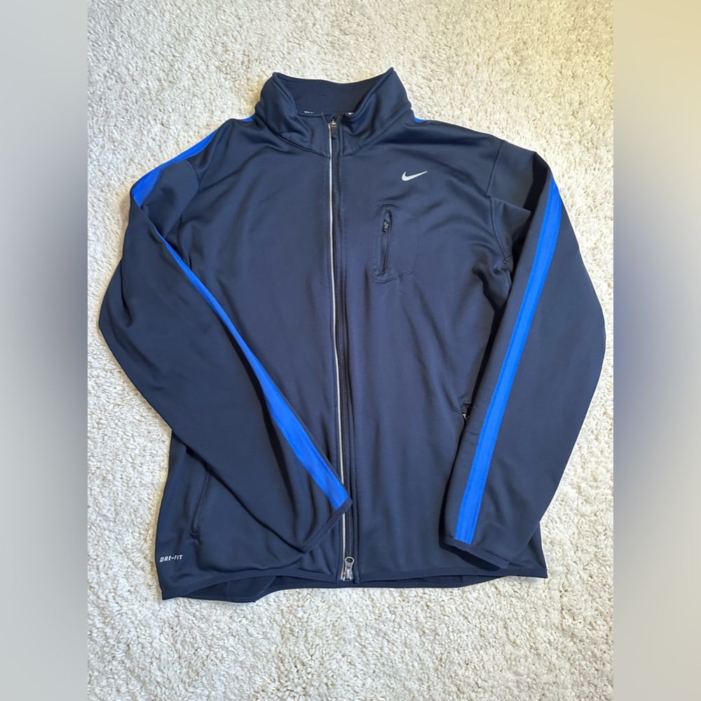 Nike Jacket Adult Large Blue Fleece Full Zip Dri Fit Activewear Men's